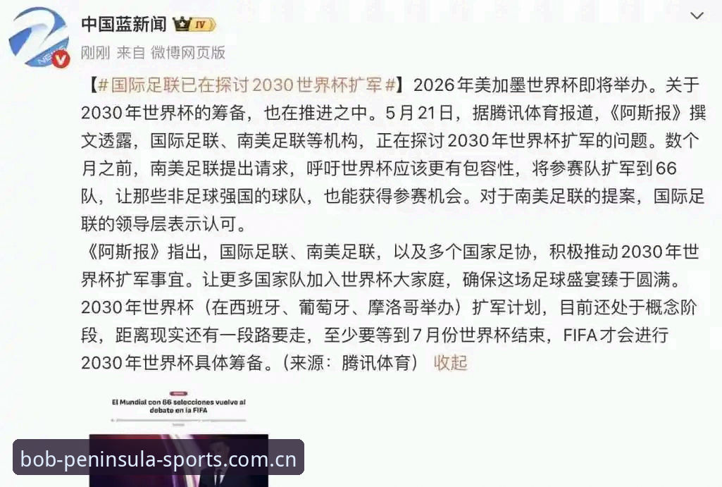 2030世界杯扩军至66队完整指南：中国男足能否搭上末班车？在Bob半岛体育深度解析赛事变革